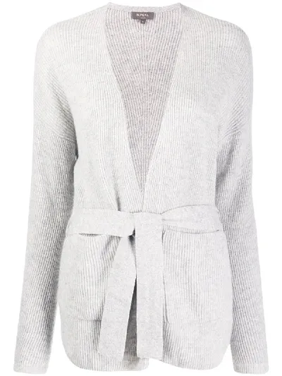 N•peal Belted Cardigan In Grey