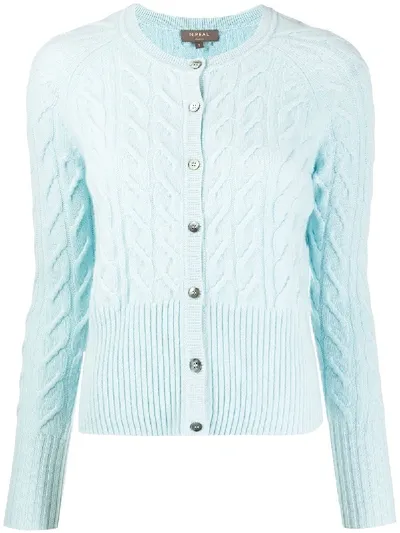 N•peal Cable Knit Cardigan In Blue