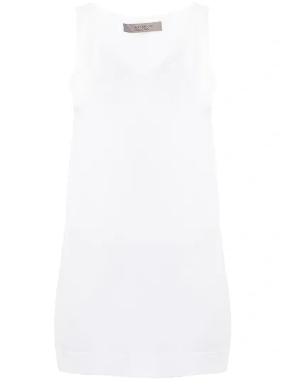 D-exterior V-neck Knitted Vest In White