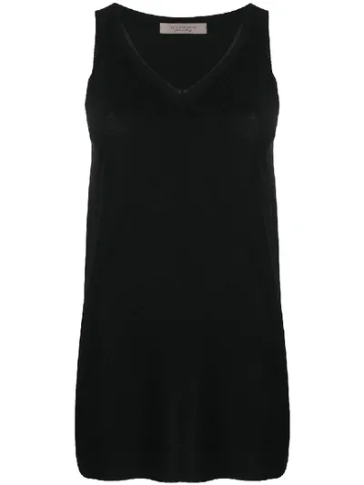 D-exterior V-neck Knitted Vest In Black