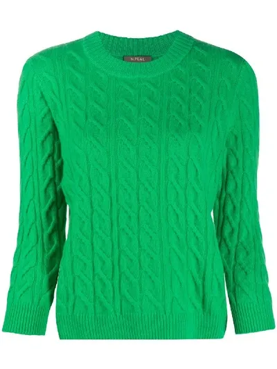 N•peal Cable Knit Sweater In Green