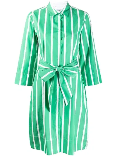 Sara Roka Belted Shirt Dress In Green