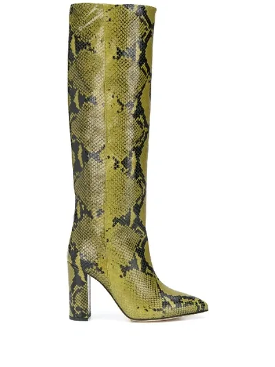 Paris Texas Snake Embossed 95mm Boots In Green