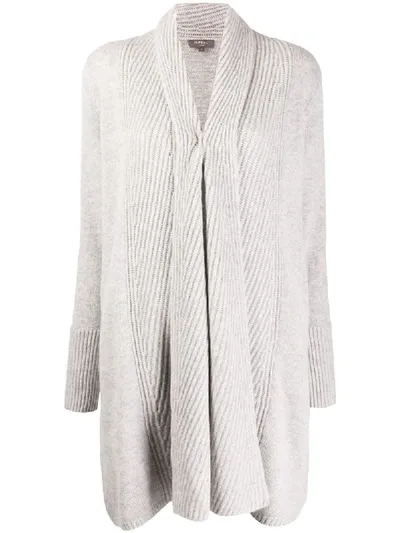 N•peal Vertical Rib Placket Cardigan In Grey