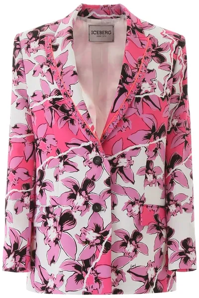 Iceberg Floral Print Jacket In Pink,white,black