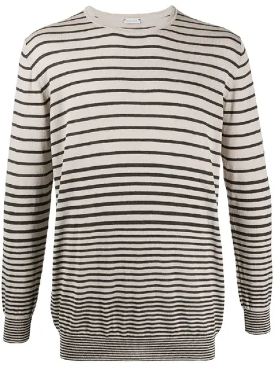 Caruso Striped Crew-neck Pullover In Neutrals