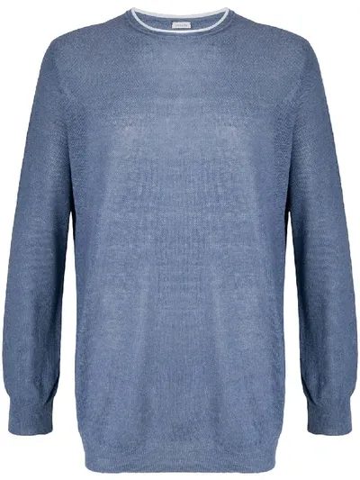 Caruso Relaxed Long-sleeve Jumper In Blue