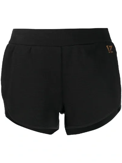 Ea7 Mid-rise Track Shorts In Black