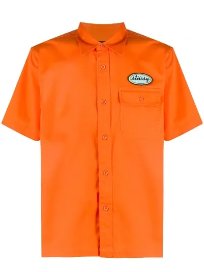 Stussy Short-sleeved Logo Shirt In Orange