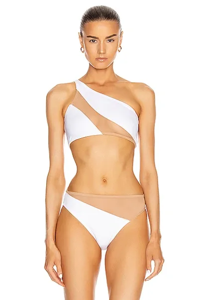 Norma Kamali Snake Mesh Bikini Top In White