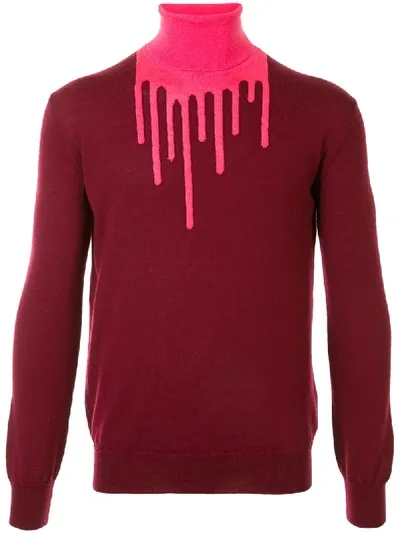 Walter Van Beirendonck Drip Turtle Neck In Red