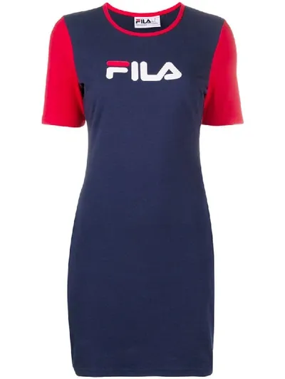 Fila Contrast Sleeve Dress In Blue