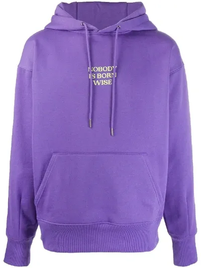 Daily Paper Long Sleeve Slogan Print Hoodie In Purple