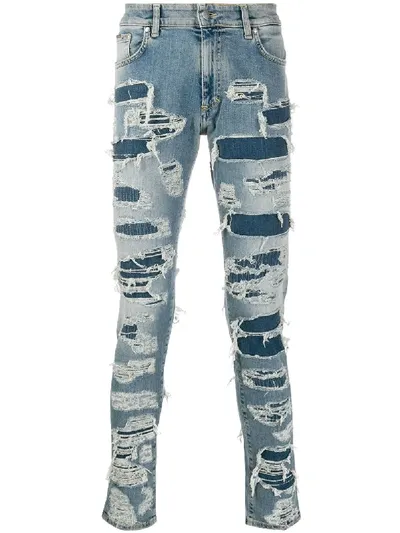 Represent Ripped Skinny Jeans In Blue