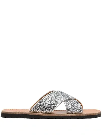 Car Shoe Glitter-effect Sandals In Metallic