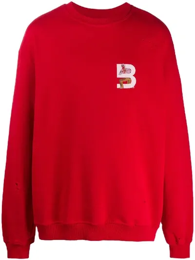 B-used Chest Logo Sweatshirt In Red