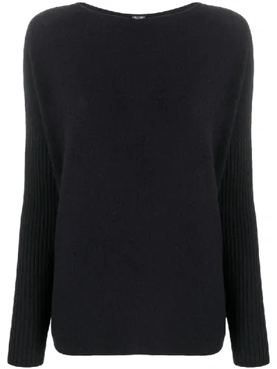 Kristensen Du Nord Ribbed-sleeve Cashmere Jumper In Blue