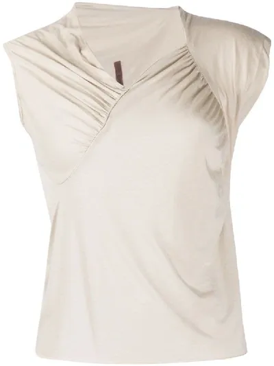 Rick Owens Asymmetric Ruched Detail Vest Top In Neutrals