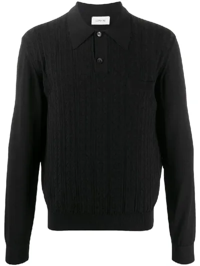 Lemaire Long-sleeve Polo Shirt In Black