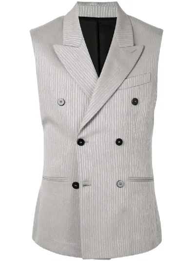 Ernest W Baker Striped Waistcoat In Grey