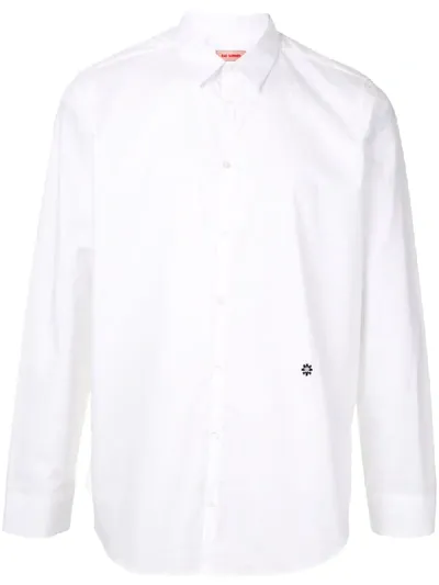 Raf Simons Logo Embroidered Long Sleeve Shirt In White