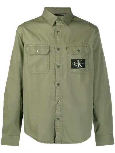 Calvin Klein Jeans Est.1978 Utility Logo Patch Shirt In Green