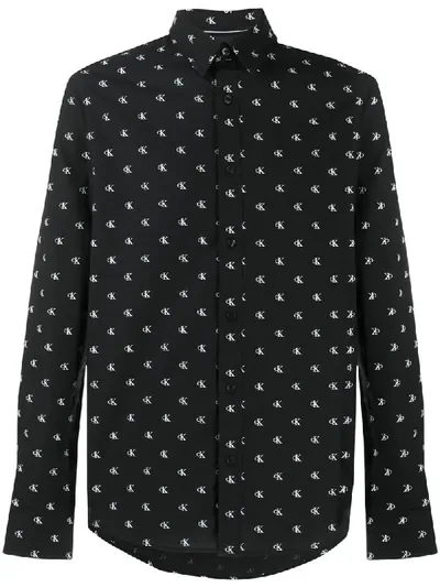 Calvin Klein Jeans Est.1978 Monogram Print Shirt In Black