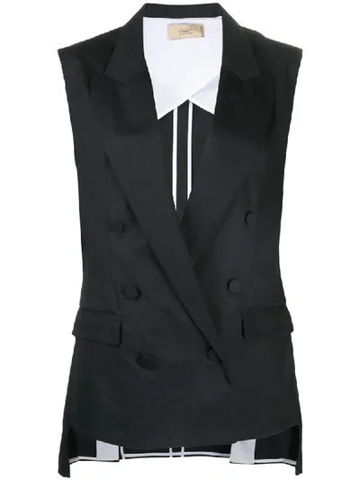 Maison Flaneur Raw Edge Waistcoat In Black