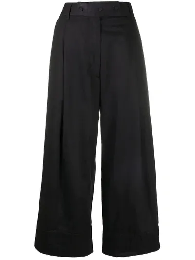 Maison Flaneur Turned Hem Trousers In Black