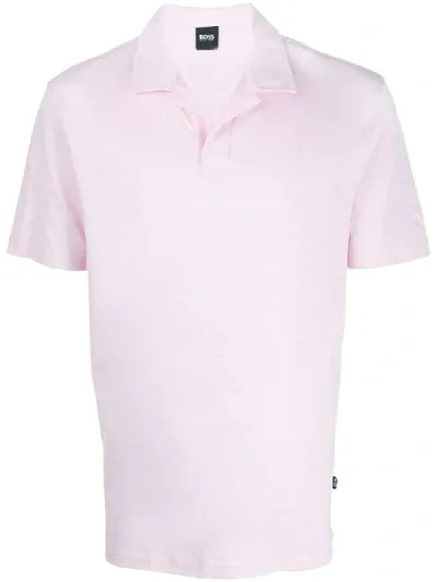 Hugo Boss Open-collar Polo Shirt In Pink