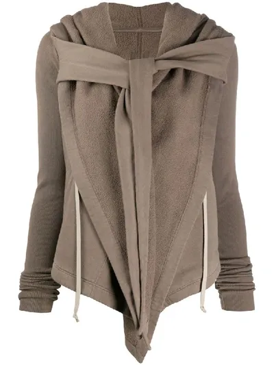 Rick Owens Drkshdw Layered Tie-front Cardigan In Grey