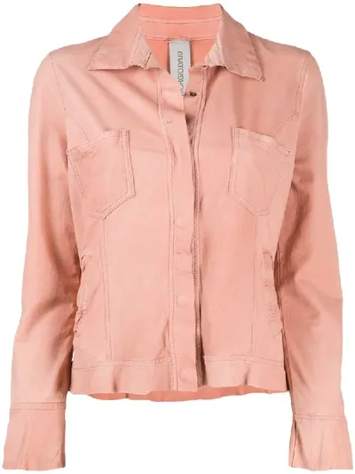 Giorgio Brato Leather Shirt Jacket In Orange