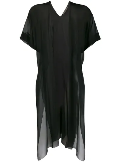 D-exterior Lightweight Sheer Layering Top In Black