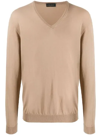 Roberto Collina V-neck Jumper In Brown