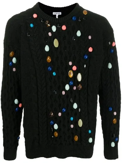 Loewe Beaded Alpaca-blend Jumper In Black