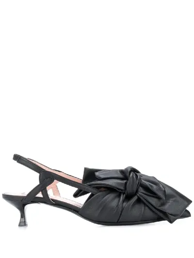 Msgm Ruched 45mm Slingback Pumps In Black