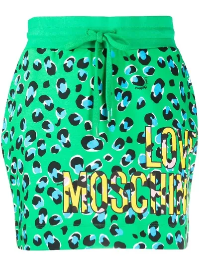 Love Moschino Leopard Print Jersey Skirt In Green