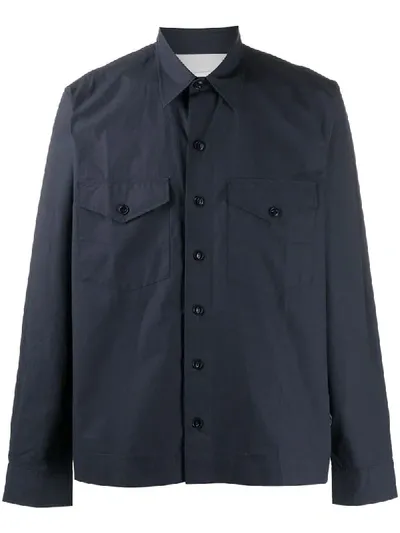 Officine Generale Boxy Shirt Jacket In Blue