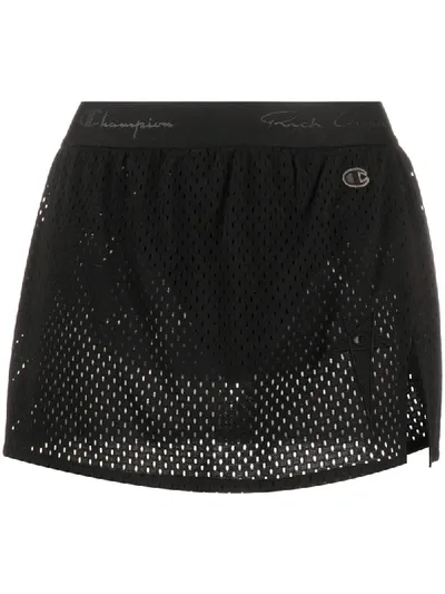 Rick Owens X Champion Logo Mesh Skirt In Black