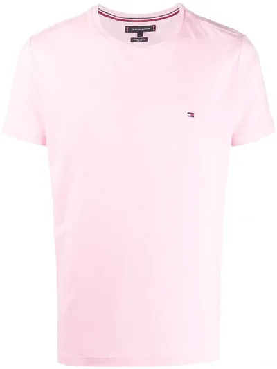 Tommy Hilfiger Logo Embroidered T-shirt In Pink