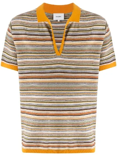 Nanushka Striped Cotton Polo Shirt In Orange