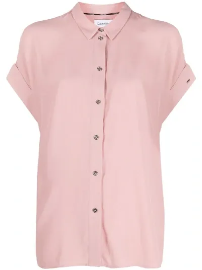 Calvin Klein Plain Short Sleeve Shirt In Pink