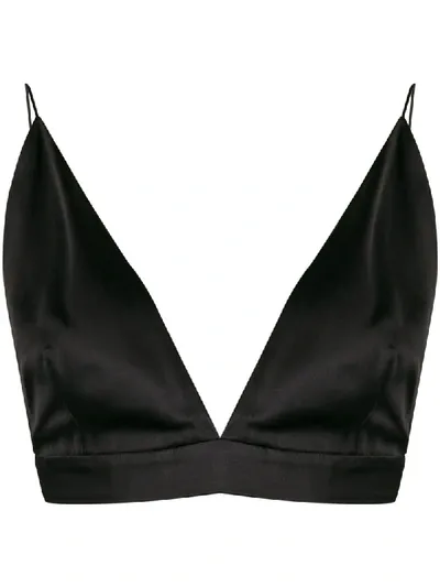 Materiel Silk Plunge Bralete In Black