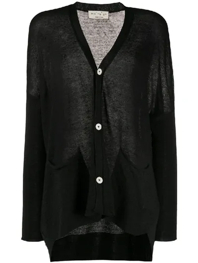 Ma'ry'ya Sheer Fine Knit Cardigan In Black