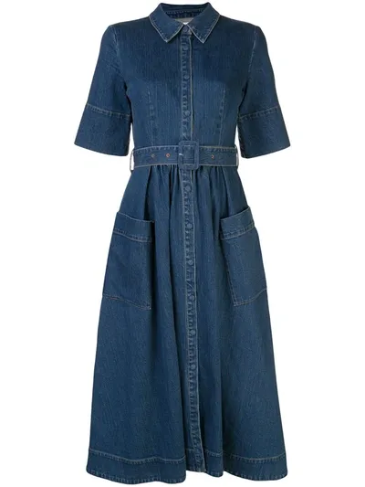 Co Belted Denim Midi Shirtdress