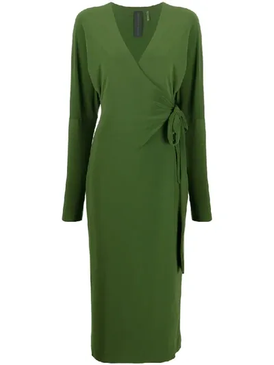 Norma Kamali Wrap Midi Dress In Green