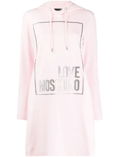 Love Moschino Logo Hooded Dress In Pink