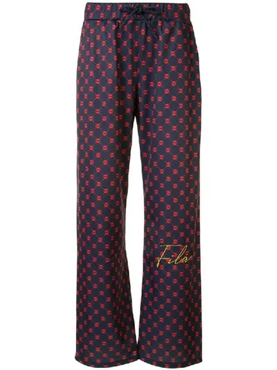 Fila Logo-print Wide-leg Trousers In Blue