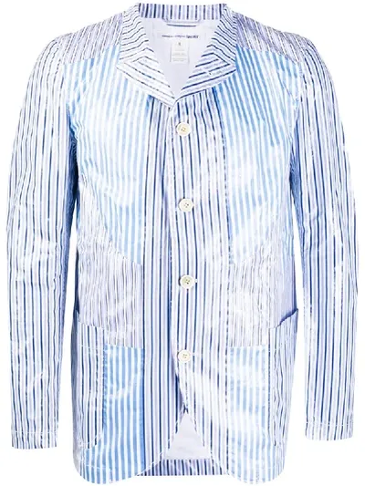 Comme Des Garçons Shirt Contrast Stripe Shirt Blazer In Blue