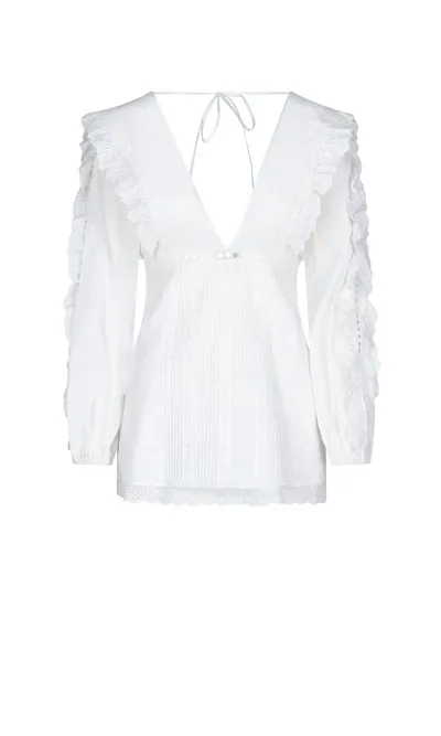 Wandering Frill Trimmed Mini Dress In White